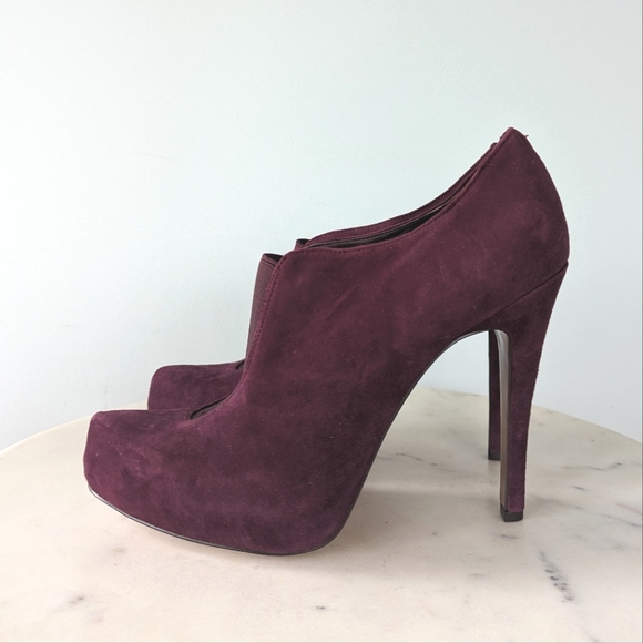 BCBGeneration Priyah Burgundy Suede Leather Heeled Bootie - Picture 8 of 12